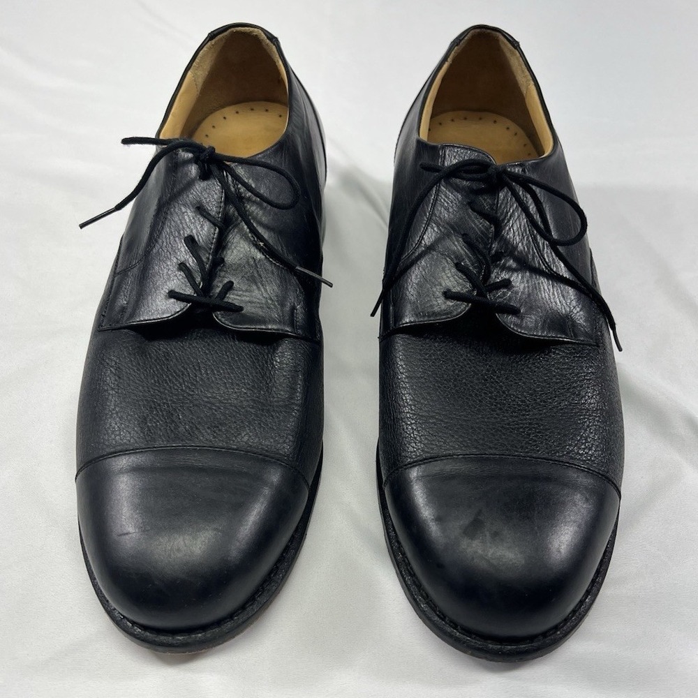 David Isaac Mens 13 2E Black Leather Cap Toe Derby Shoes Handcrafted Leon Mexico